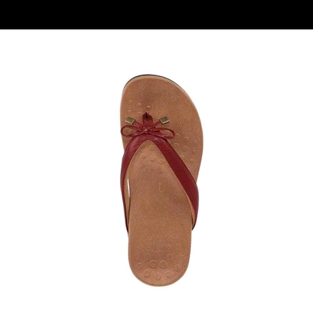 Vionic Women's Bella Leather Thong Sandals Flip-Flop Syrah I0929L1601wine Color - Picture 3 of 8